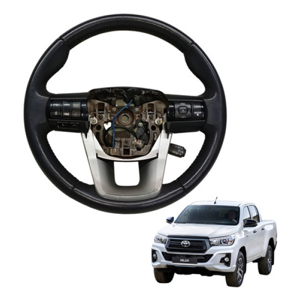 Volante Direcao Com Comandos Toyota Hilux 2016 2023 Original Preto