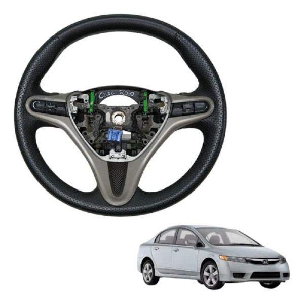 Volante De Direcao Honda Civic 2009 2010 2011 Com Comandos Preto