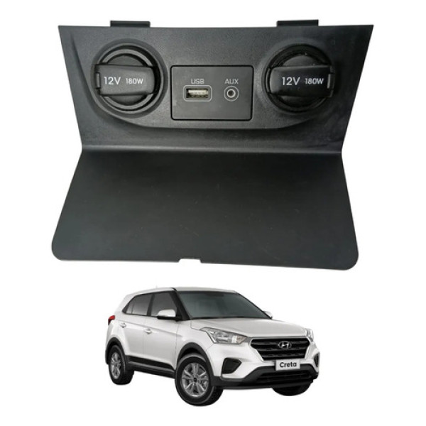 Tomada 12v Entrada Usb Hyundai Creta 2018 2019 2020 Preto