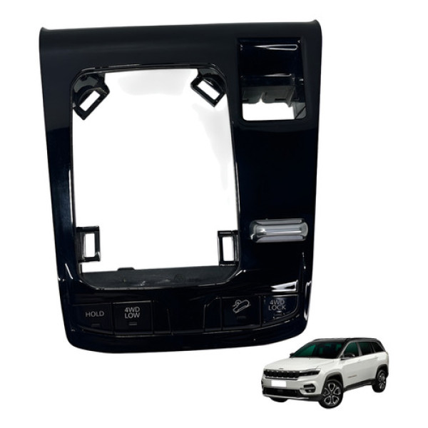 Moldura Console Botao Hold Jeep Commander 2022 2025 Preto Brilhante