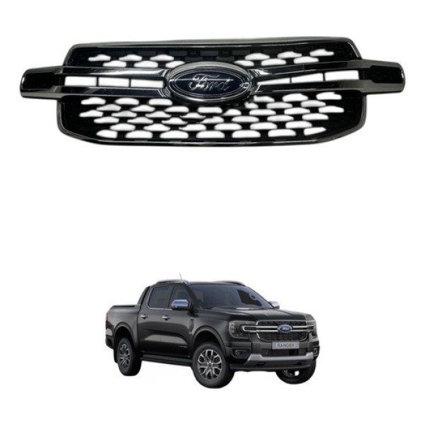 Grade Dianteira Frontal Ford Ranger Limited 2024 2025 Preto Cromado